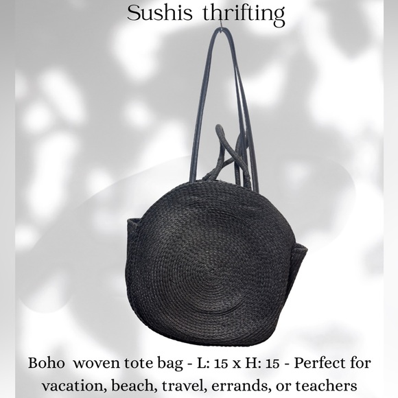 Black Woven Tote Bag nwot - Picture 2 of 4